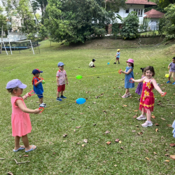 Busy bees enjoyed their new outdoors toy. Exercising their arm muscles.