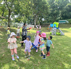 Busy bees having fun with bubbles