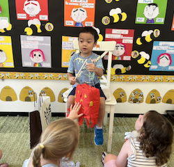 Ei’s creative lantern made from recycled materials.