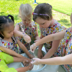 Girls having fun during sensorial play!