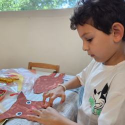 Luca is working on his christmas art