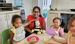 Our class pet, Busy bee joining the cookery session