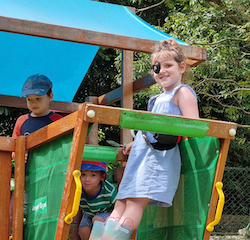 Pirate Paige on her majestic pirate ship.