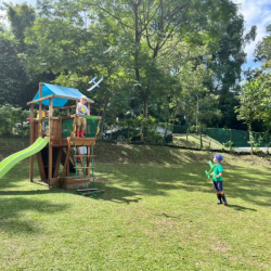 Practice makes perfect! Finley super proud of his achievements in flying the plane high up.