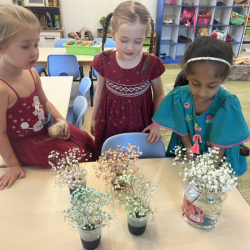 Beautiful girls with gorgeous coloured flowers.