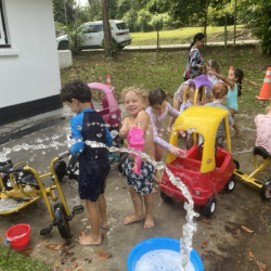 Busy bees having a blast at splash time.