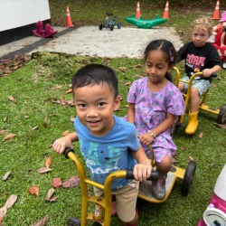Ei, Reina and Kalle enjoying outdoors on the bikes.