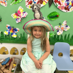 Izzy’s perfect show and tell , a Cat on a Hat ! 
