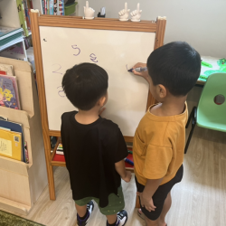 Lincoln and Javin working together on their number formation.