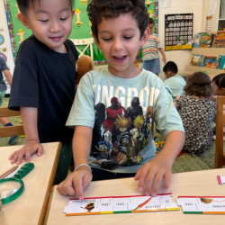 Luca having a fun time making funny sentences .
