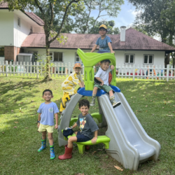 Busy  Bees boys enjoying the sunny day outdoors.
