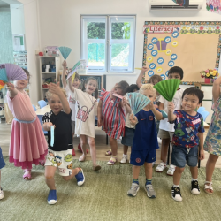 Busy Bees and their Japanese paper fan.