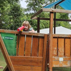 Clara searching for a treasure.