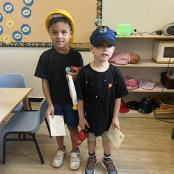 Javin and Wilbur having fun at playcorner.