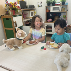 Myla and Toria enjoying their pretend play.