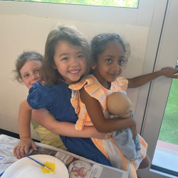 Paige, Myla and Reina having fun in the class.