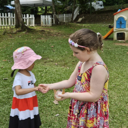 Toria and Paige's sensory time with ice.