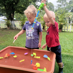Wilbur and Javin having a great time fishing.