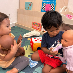Aarav and Alba feeding the babies!