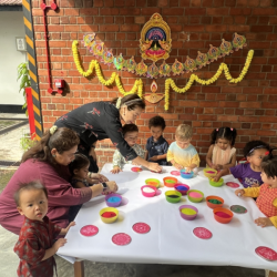 Attempting Rangoli art!