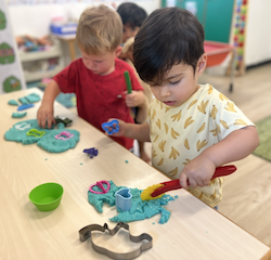 Milan and Archer enjoying playing with the playdoh!.