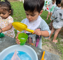 Milan practicing his pouring!