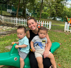 Nate and Otto on the crocodile seesaw with Ms Anna!