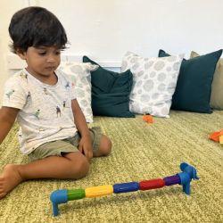 Aarav made a very long and colourful elephant!