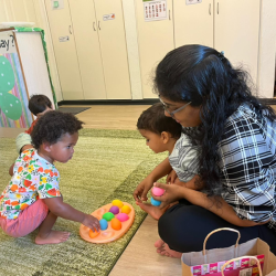 Amara counting the eggs!