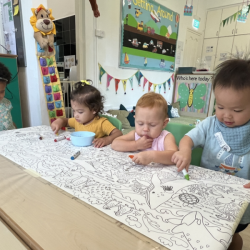 Enjoying some colouring.