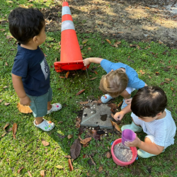 Leo Milan and Kavi looking for treasure!(stones)
