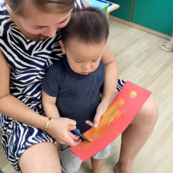 Nate cutting his lantern