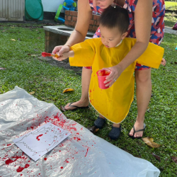 Nate doing his splatter painting.
