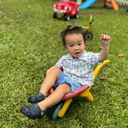 Nate in a wheelbarrow!