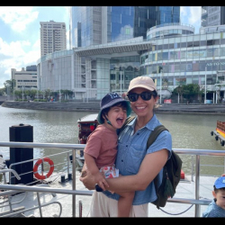 Milan  and his mum , Vanessa enjoying the cruise