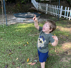 Alexander popping bubbles!