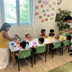 Making and eating cereal with Aarav's mummy  & daddy