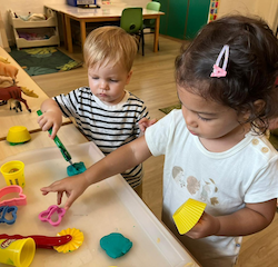 Max and Alba enjoying playing with the Playdough!