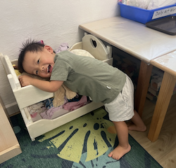 Nate having a quick rest after sports day