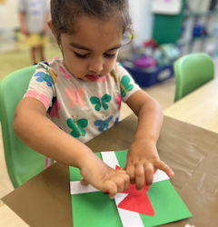 Anaya busy working on her christmas craft.