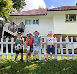 Boys had a great time in the garden.