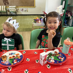 Enjoying yummy snacks!
