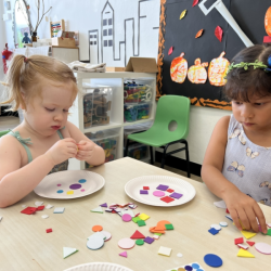 Making a beautiful rangoli on paper plate.