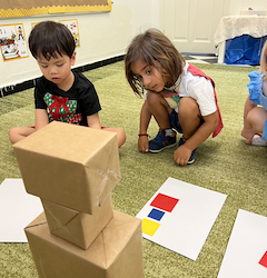 Artie’s observing the 3D structure and using 2D shapes to represent the structure!