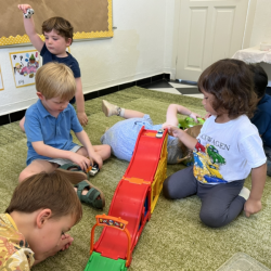 Boys are having fun with cars