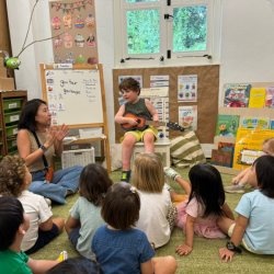 Edward singing and playing “old MacDonald had a farm” for his friends during show and tell!