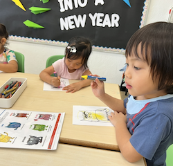 Kane is working on colour monster craft. 