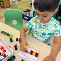 Kathavya is carefully matching the pattern.