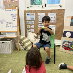 Niko’s show and tell his letter g - green car!