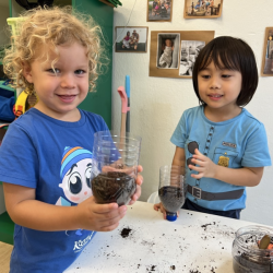 Sol & Kane planting green beans